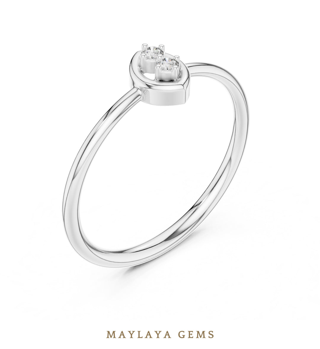 Maylaya Gems petite duo lab-grown diamond ring in white gold