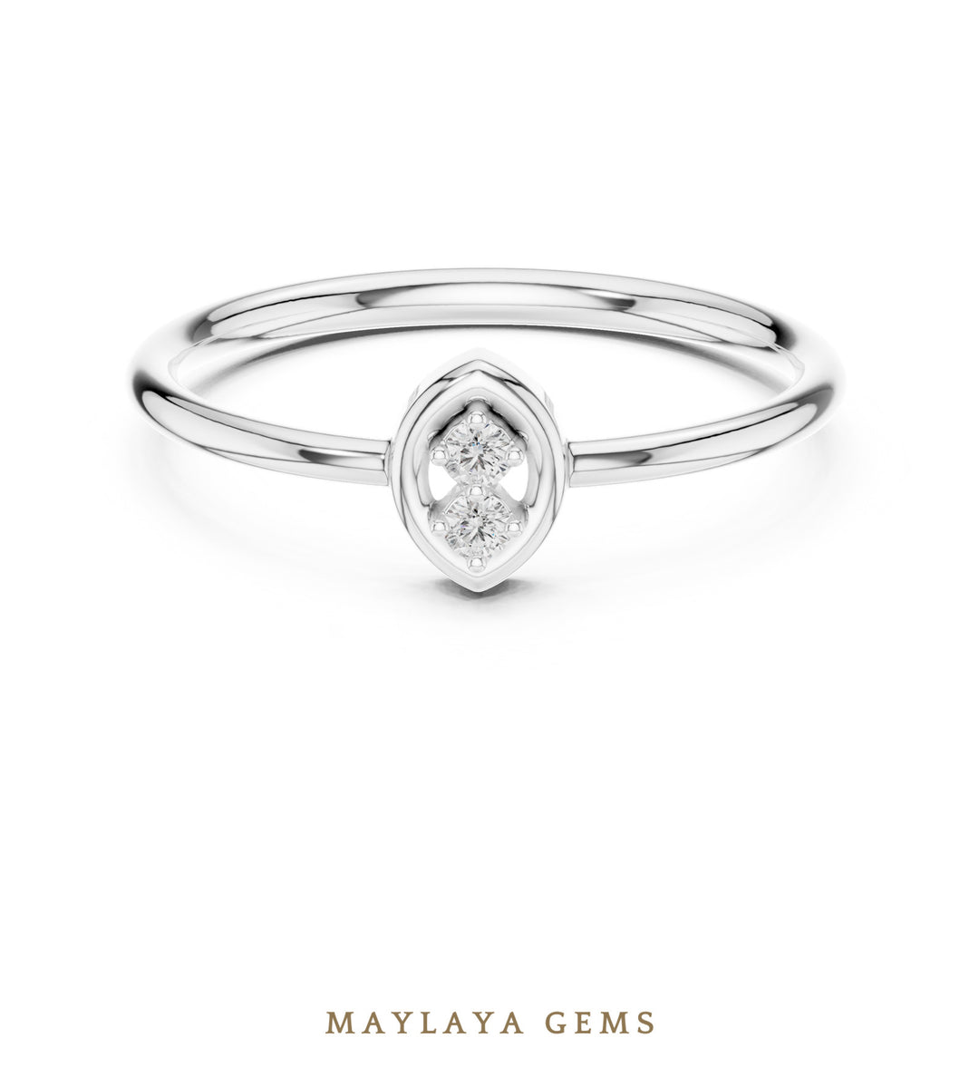 Maylaya Gems petite duo lab-grown diamond ring in white gold