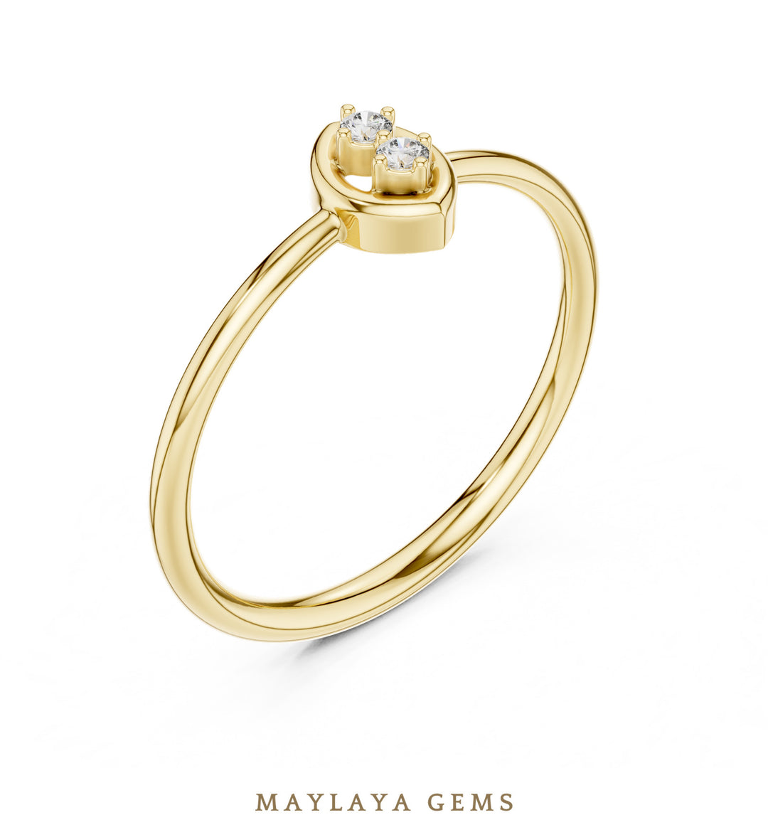 Maylaya Gems petite duo lab-grown diamond ring in yellow gold