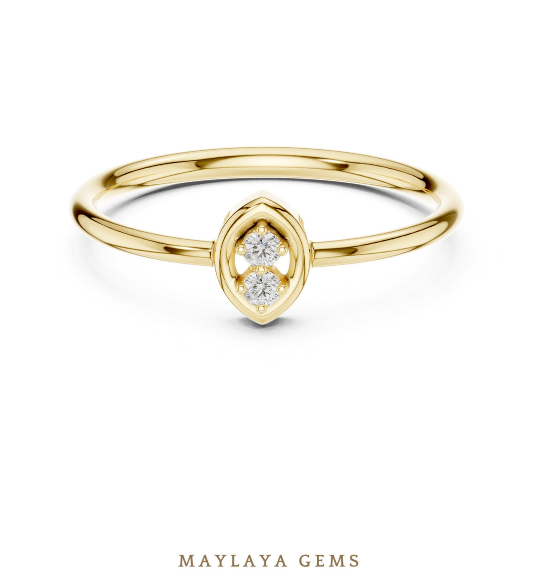 Maylaya Gems petite duo lab-grown diamond ring in yellow gold