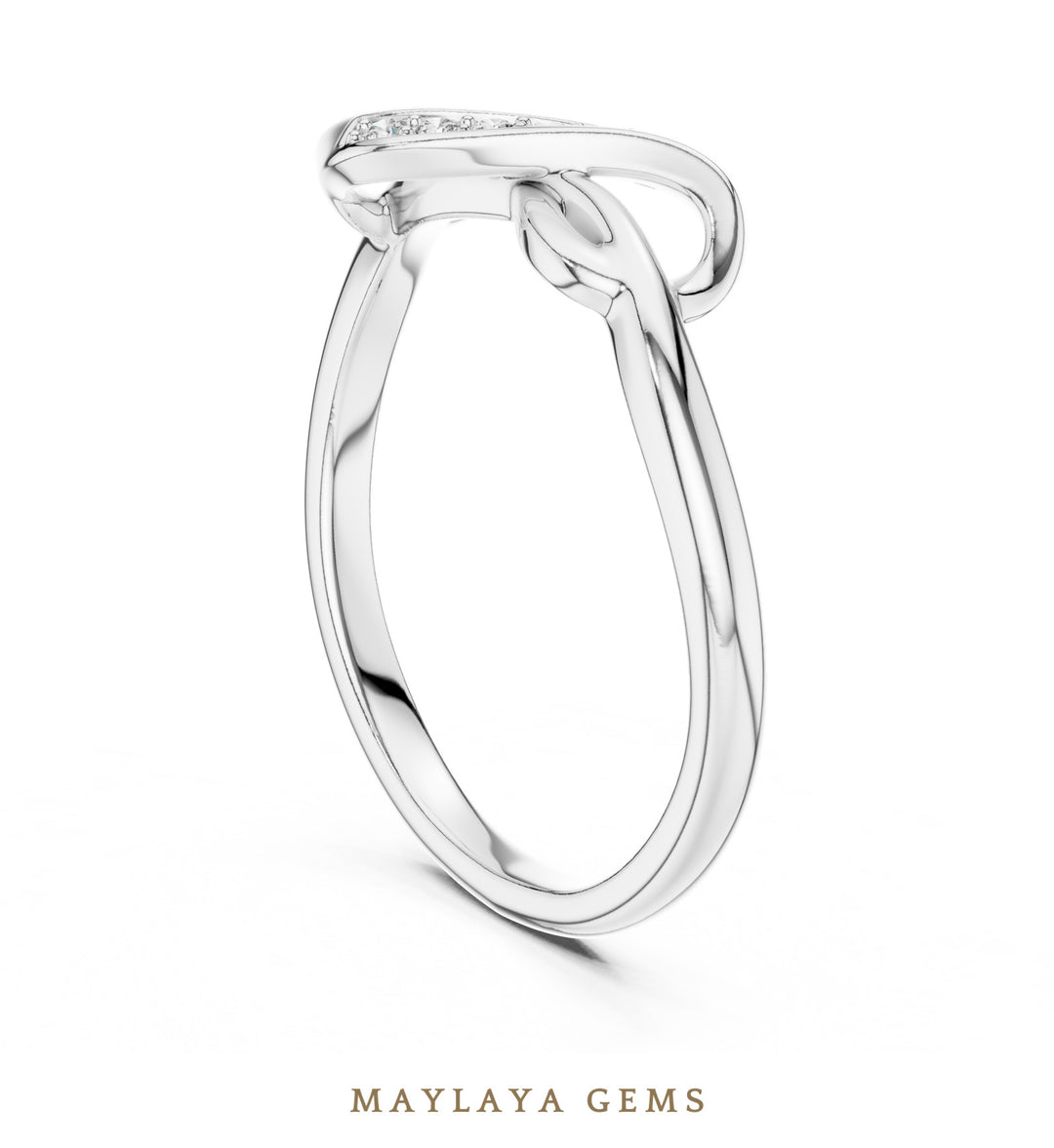 Maylaya Gems infinity twist lab-grown diamond ring in white gold