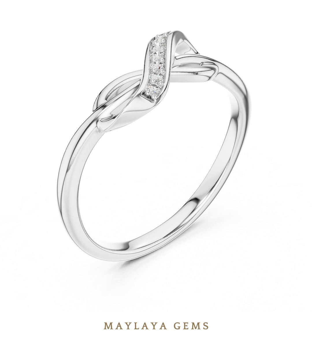 Maylaya Gems infinity twist lab-grown diamond ring in white gold