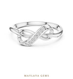 Load image into Gallery viewer, Maylaya Gems infinity twist lab-grown diamond ring in white gold
