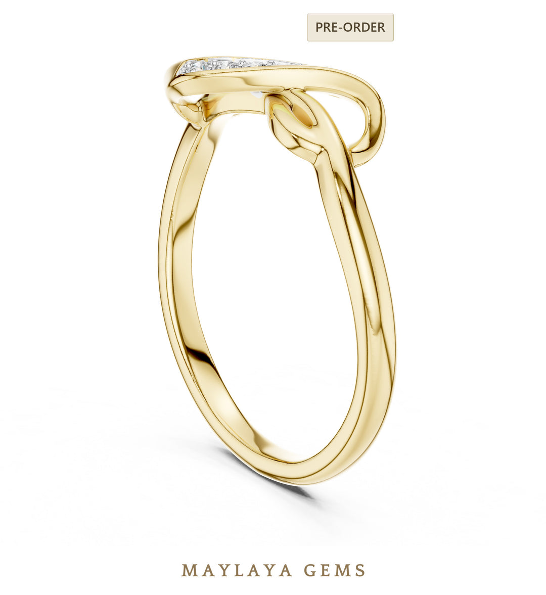 Maylaya Gems infinity twist lab-grown diamond ring in yellow gold