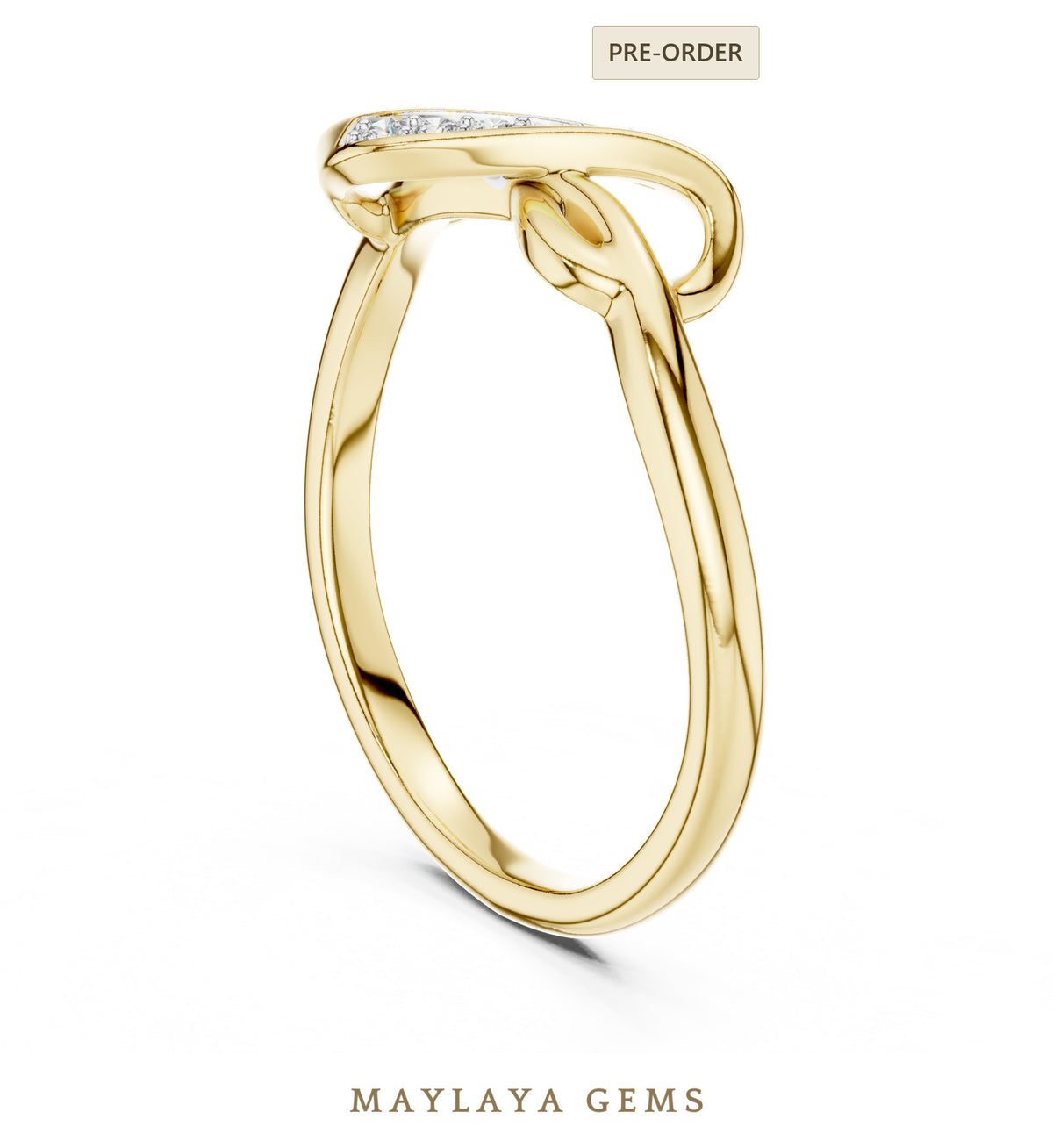 Maylaya gems infinity twist lab grown diamond ring in yellow gold