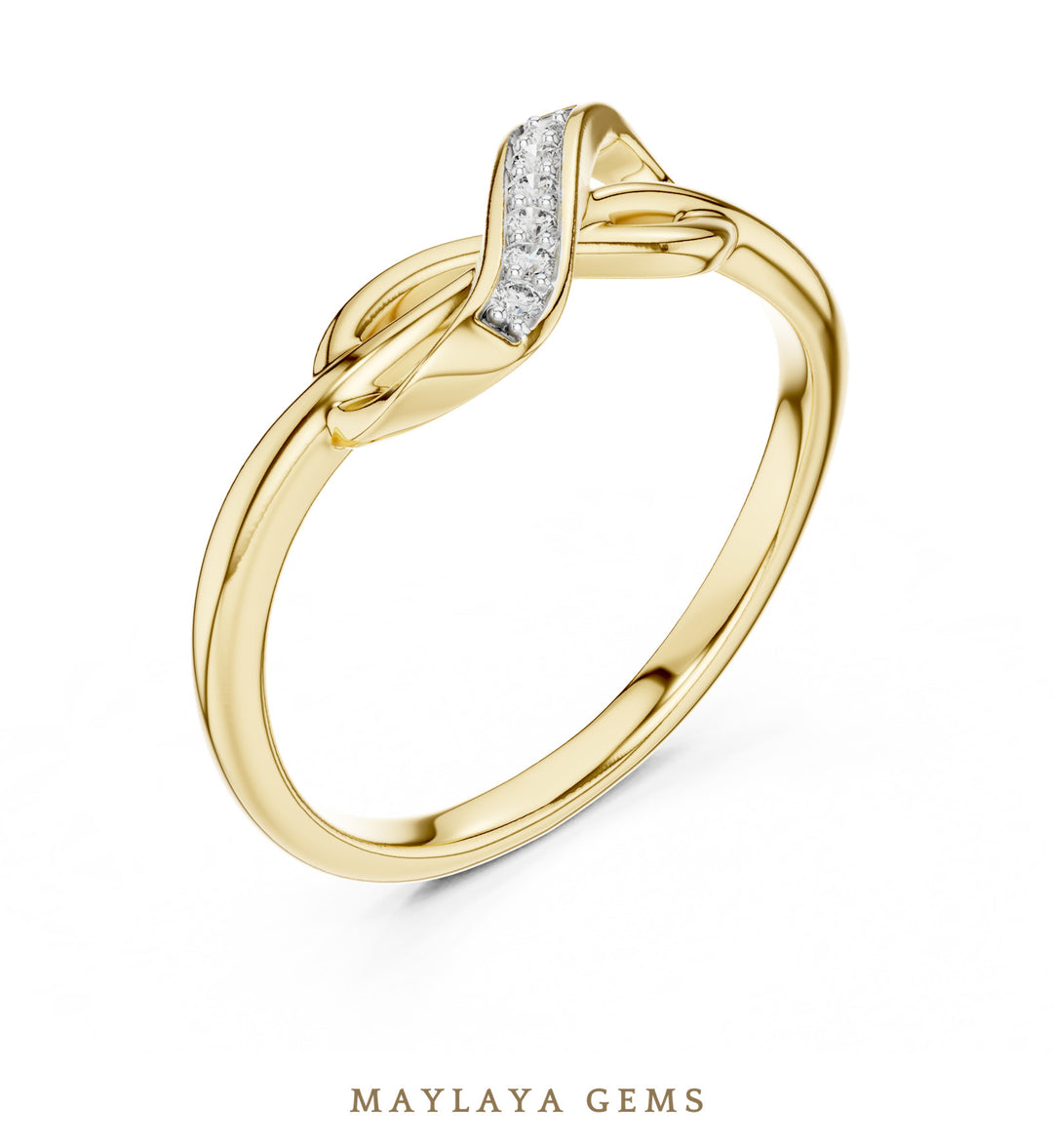 Maylaya Gems infinity twist lab-grown diamond ring in yellow gold