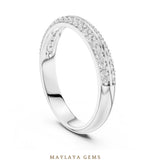 Load image into Gallery viewer, Maylaya Gems double row pave lab-grown diamond band in white gold
