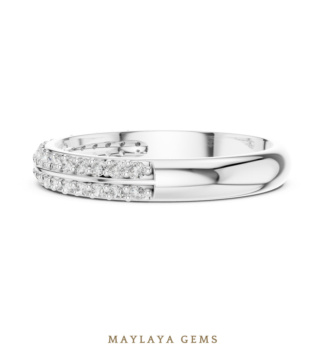 Maylaya Gems double row pave lab-grown diamond band in white gold