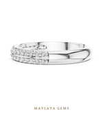 Load image into Gallery viewer, Maylaya Gems double row pave lab-grown diamond band in white gold
