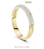 Load image into Gallery viewer, Maylaya Gems double row pave lab-grown diamond band in yellow gold
