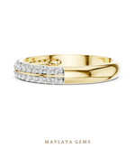 Load image into Gallery viewer, Maylaya Gems double row pave lab-grown diamond band in yellow gold
