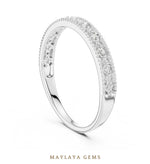 Load image into Gallery viewer, Maylaya Gems milgrain alternating round lab-grown diamond band in white gold
