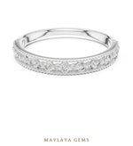 Load image into Gallery viewer, Maylaya Gems milgrain alternating round lab-grown diamond band in white gold
