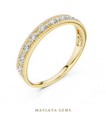 Load image into Gallery viewer, Maylaya Gems milgrain alternating round lab-grown diamond band in yellow gold
