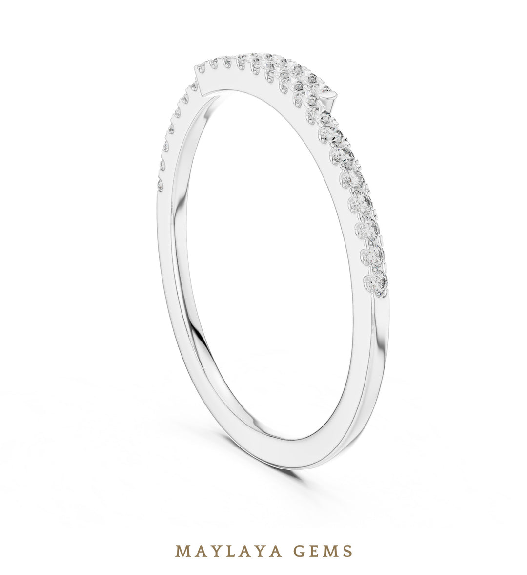 Maylaya Gems offset double row lab-grown diamond band in white gold