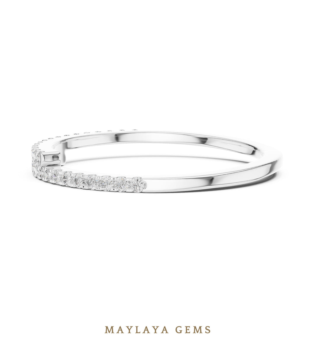 Maylaya Gems offset double row lab-grown diamond band in white gold