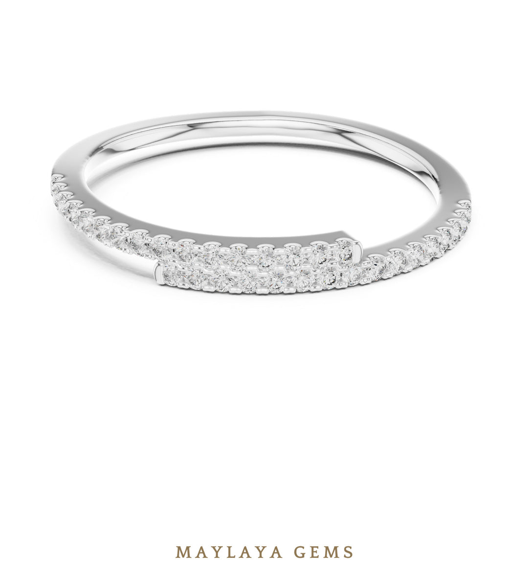 Maylaya Gems offset double row lab-grown diamond band in white gold