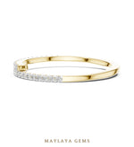 Load image into Gallery viewer, Maylaya Gems offset double row lab-grown diamond band in yellow gold
