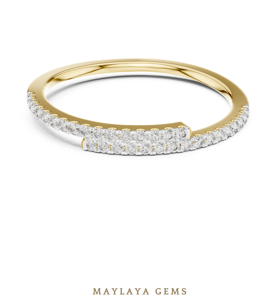 Maylaya Gems offset double row lab-grown diamond band in yellow gold