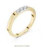 Load image into Gallery viewer, Maylaya Gems three round lab-grown diamond band in yellow gold
