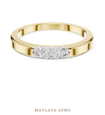 Load image into Gallery viewer, Maylaya Gems three round lab-grown diamond band in yellow gold
