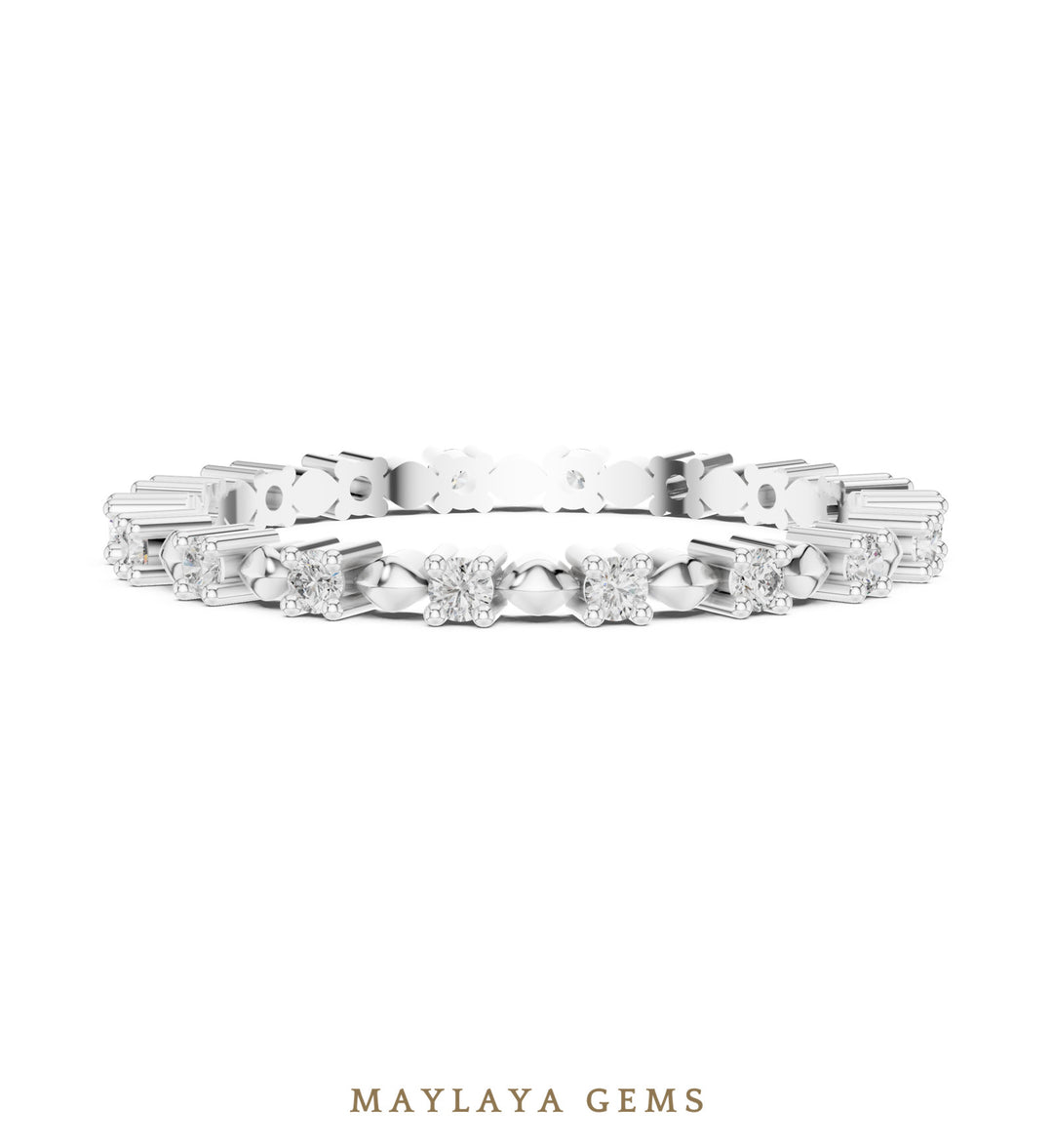 Maylaya Gems round dot eternity lab-grown diamond band in white gold