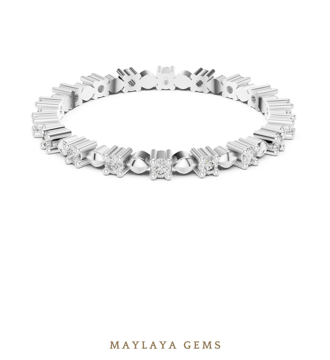 Maylaya Gems round dot eternity lab-grown diamond band in white gold