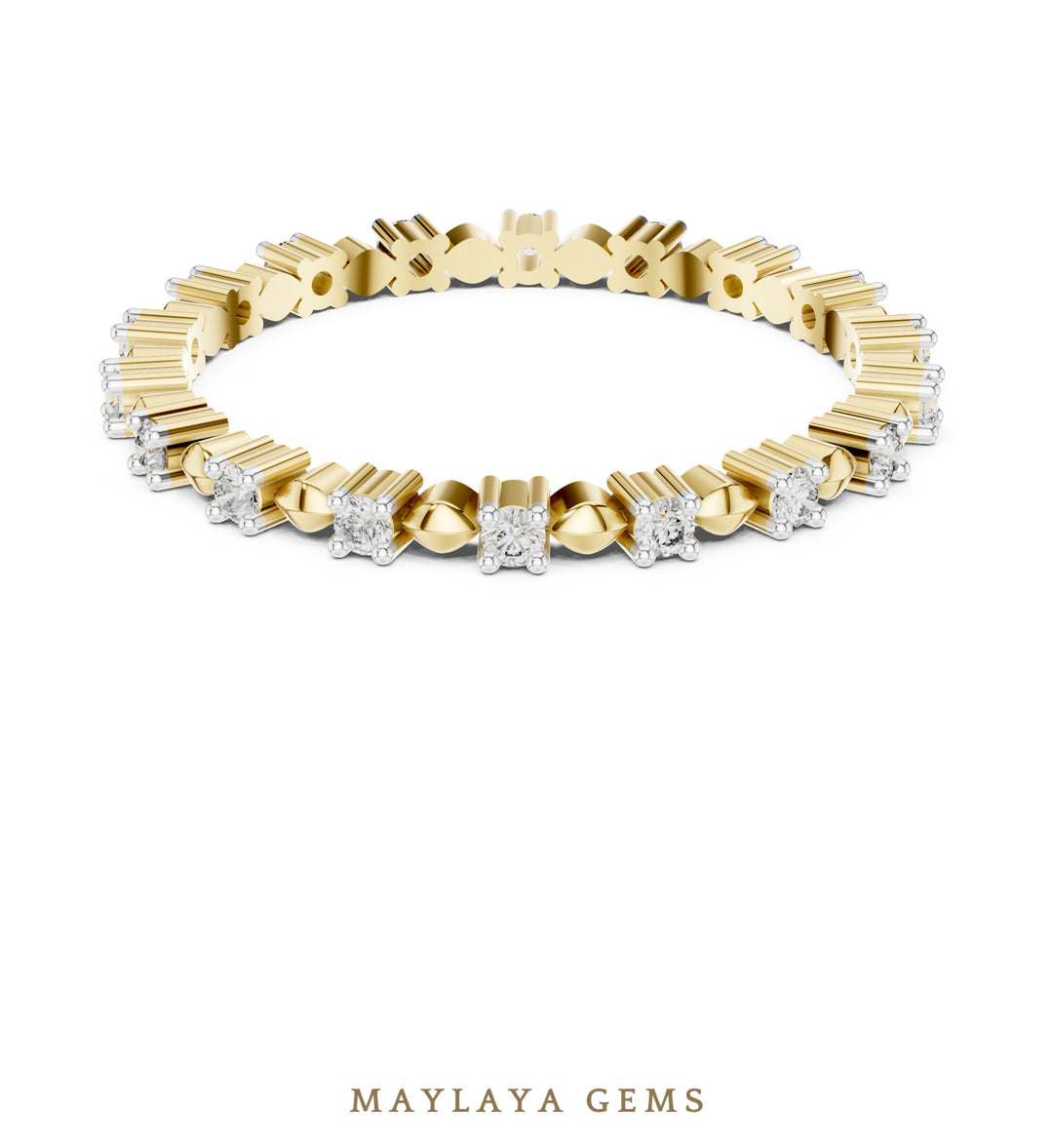 Maylaya Gems round dot eternity lab-grown diamond band in yellow gold