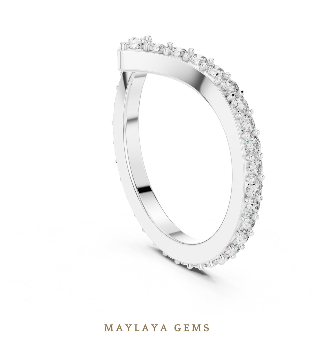 Maylaya Gems round chevron eternity lab-grown diamond band in white gold