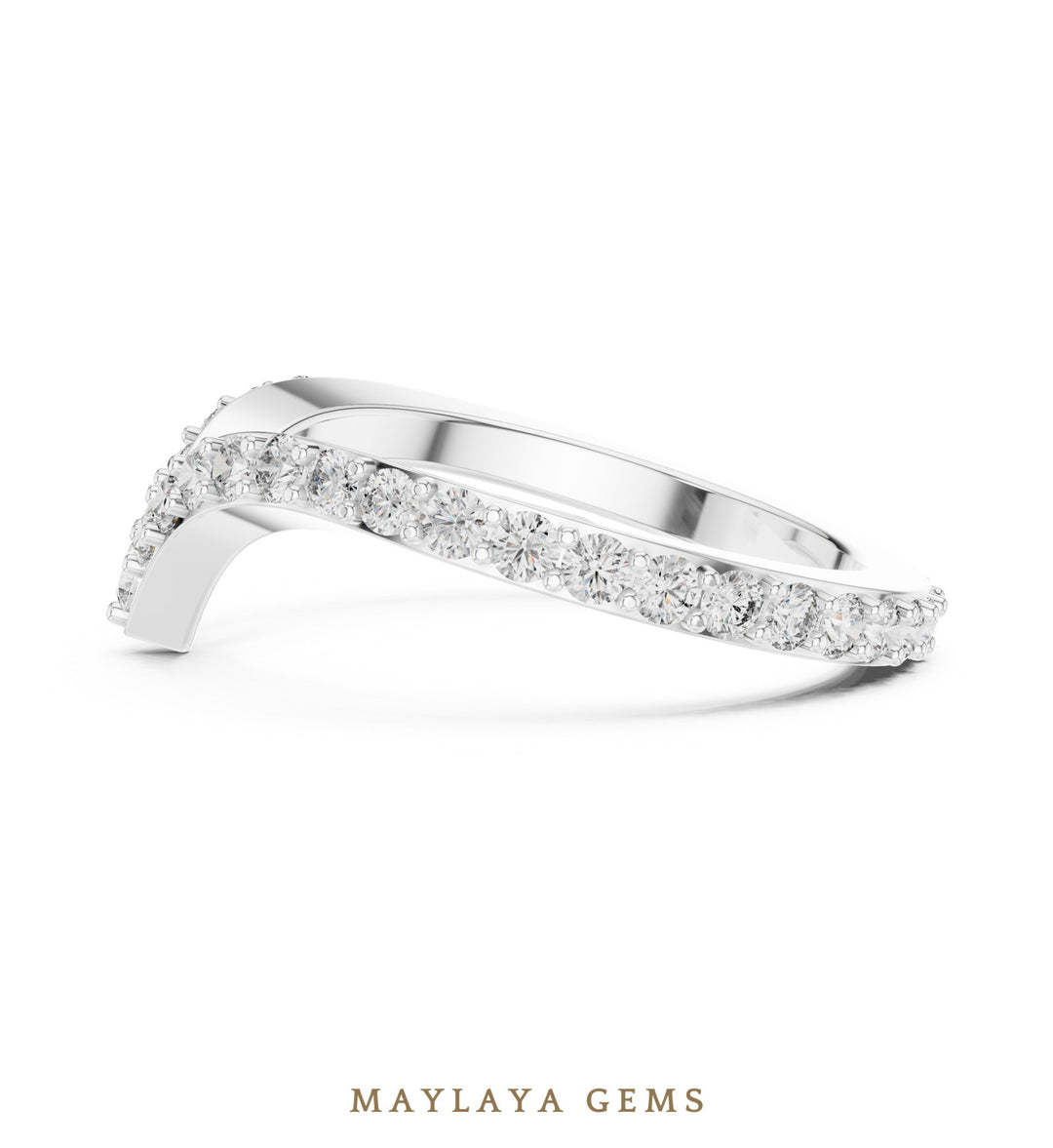Maylaya Gems round chevron eternity lab-grown diamond band in white gold