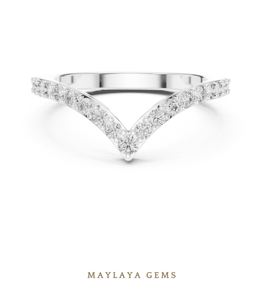 Maylaya Gems round chevron eternity lab-grown diamond band in white gold