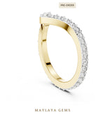 Load image into Gallery viewer, Maylaya Gems round chevron eternity lab-grown diamond band in yellow gold
