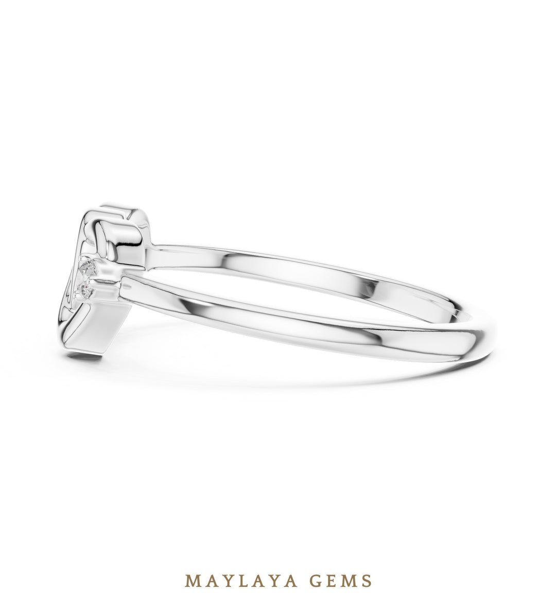 Maylaya Gems interlocking hearts lab-grown diamond ring in white gold