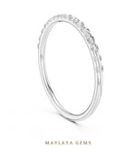 Load image into Gallery viewer, Maylaya Gems petite round half eternity band lab-grown diamond band in white gold
