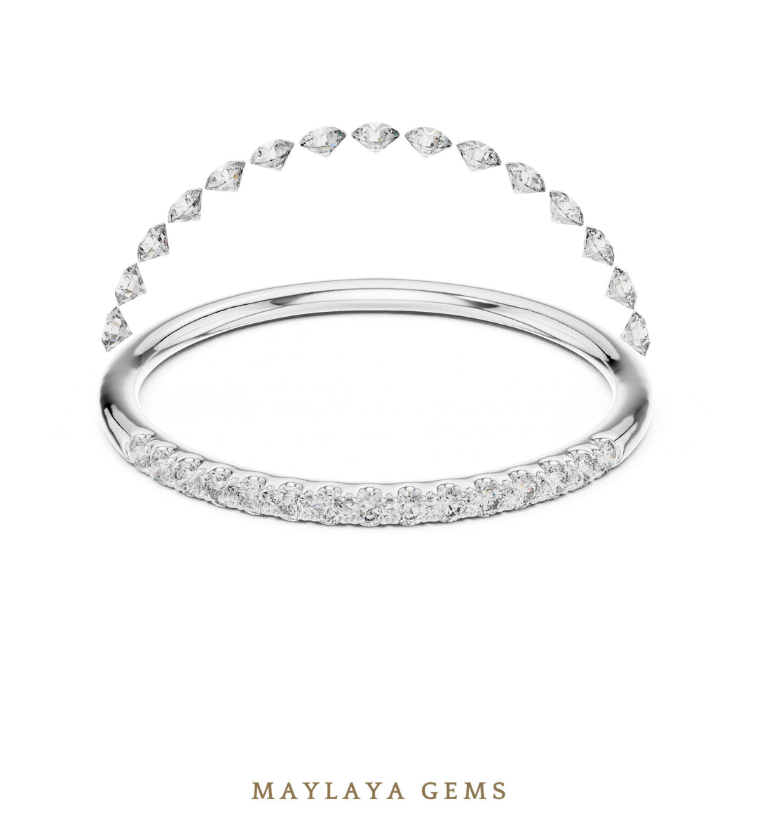 Maylaya Gems petite round half eternity band lab-grown diamond band in white gold