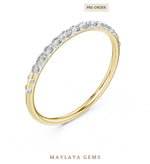 Load image into Gallery viewer, Maylaya Gems petite round half eternity band lab-grown diamond band in yellow gold
