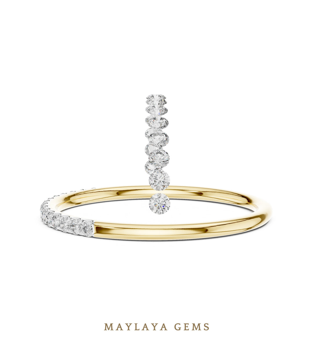 Maylaya Gems petite round half eternity band lab-grown diamond band in yellow gold