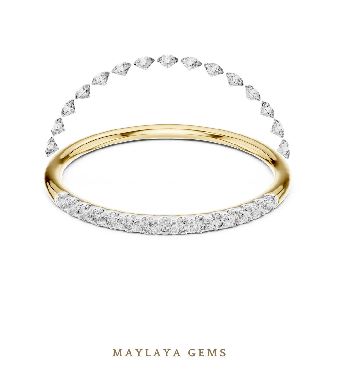 Maylaya Gems petite round half eternity band lab-grown diamond band in yellow gold