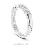 Load image into Gallery viewer, Maylaya Gems leaf link band lab-grown diamond band in white gold
