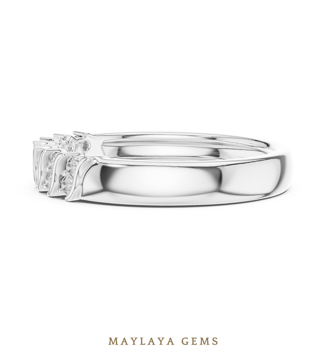 Maylaya Gems leaf link band lab-grown diamond band in white gold
