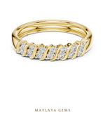 Load image into Gallery viewer, Maylaya Gems leaf link band lab-grown diamond band in yellow gold

