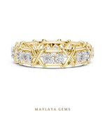 Load image into Gallery viewer, Maylaya Gems cross link eternity band lab-grown diamond band in yellow gold
