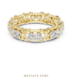 Load image into Gallery viewer, Maylaya Gems cross link eternity band lab-grown diamond band in yellow gold

