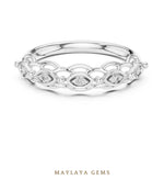 Load image into Gallery viewer, Maylaya Gems marquise motif link band lab-grown diamond band in white gold
