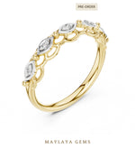 Load image into Gallery viewer, Maylaya Gems marquise motif link band lab-grown diamond band in yellow gold
