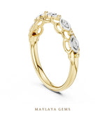 Load image into Gallery viewer, Maylaya Gems marquise motif link band lab-grown diamond band in yellow gold
