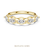 Load image into Gallery viewer, Maylaya Gems marquise motif link band lab-grown diamond band in yellow gold
