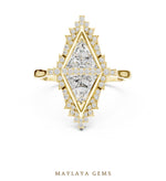 Load image into Gallery viewer, Maylaya Gems triangle geometric toi et moi lab-grown diamond ring in yellow gold
