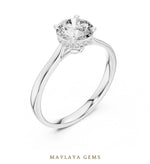 Load image into Gallery viewer, Maylaya Gems round hidden halo lab-grown diamond ring in white gold
