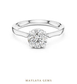 Load image into Gallery viewer, Maylaya Gems round hidden halo lab-grown diamond ring in white gold

